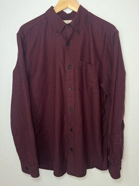 L.L.Bean Men’s M Flannel Shirt Black And Red Checkered Long Sleeve 100% Cotton